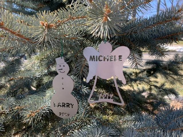 mpi custom angel and snowman ornament for employee medical fundraiser