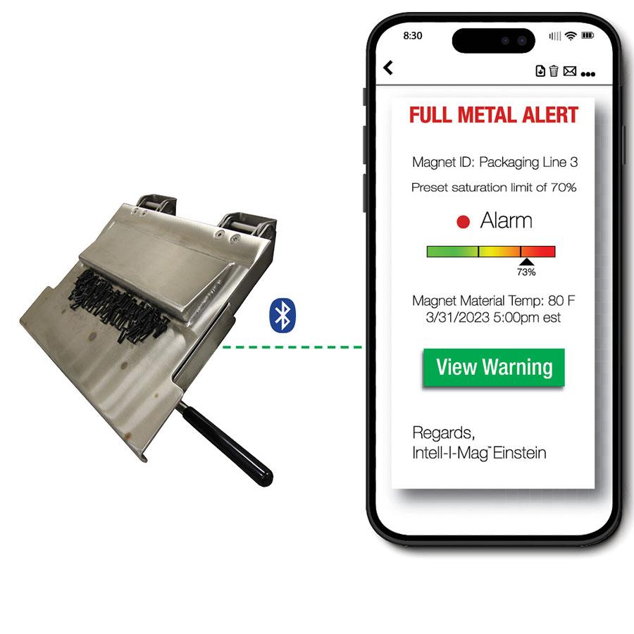 Intell-I-Mag the first intelligent magnetic separation product to provide a full metal alert on your phone when your plate magnet is full of ferrous metal