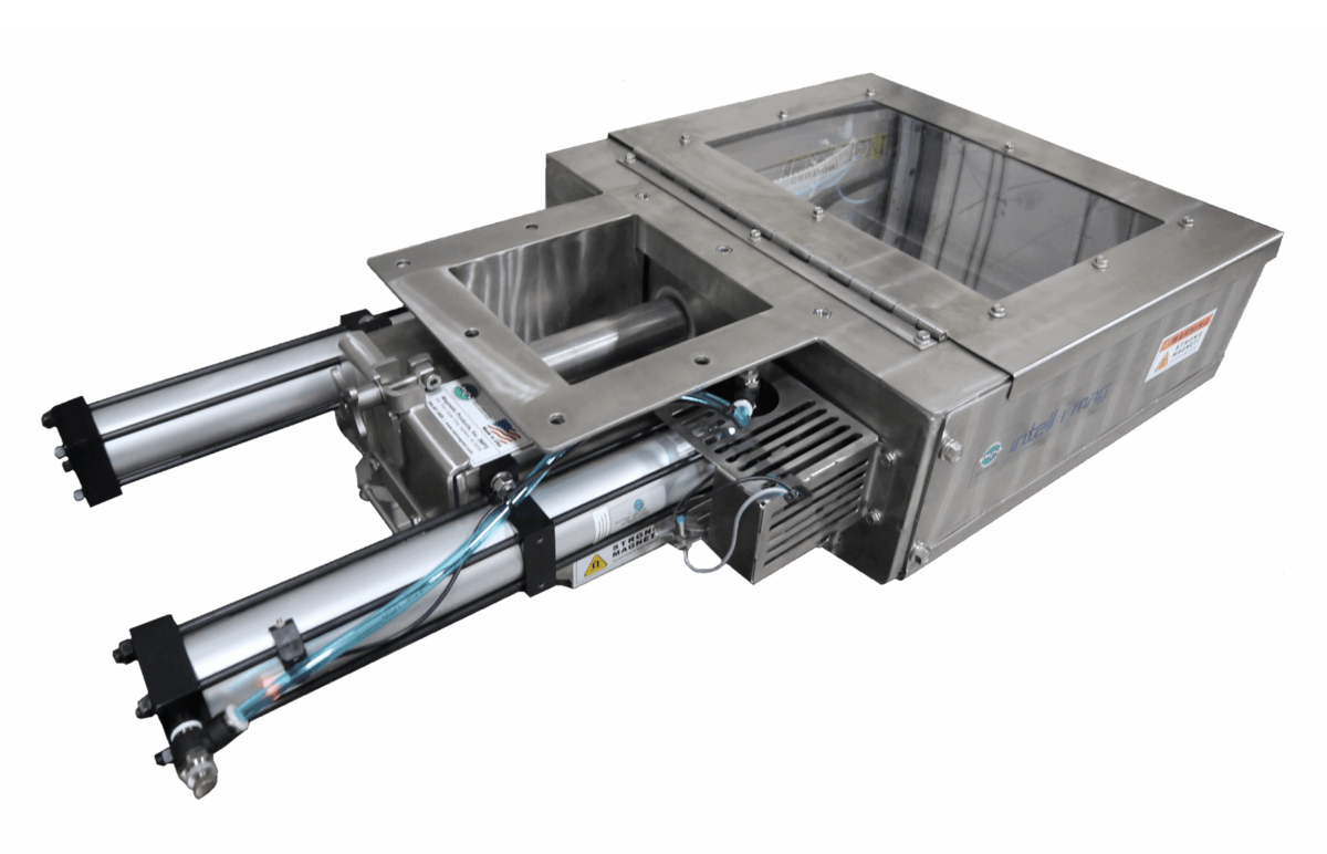 MPI’s Intell-I-Mag® 2″ Tube Drawer Magnet utilizes one or more rows of 2” diameter magnetic tubes to filter ferrous metal from bulk free-flowing product streams.