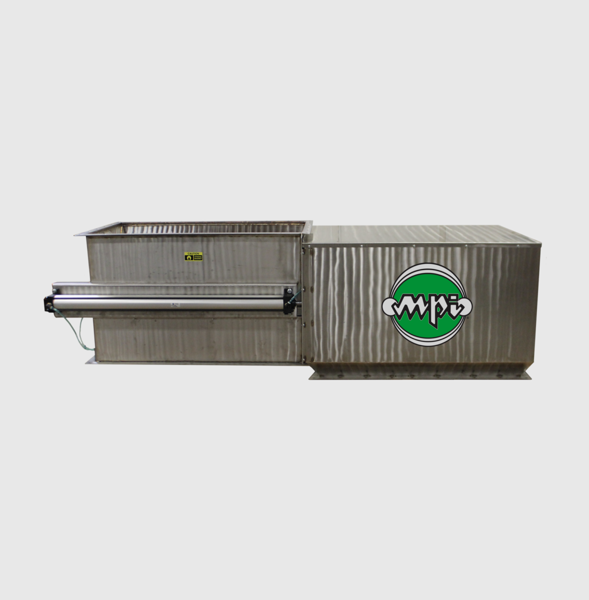 Self-Clean Free Flow Feeder Magnet Used in a Food Manufacturing Receiving Line