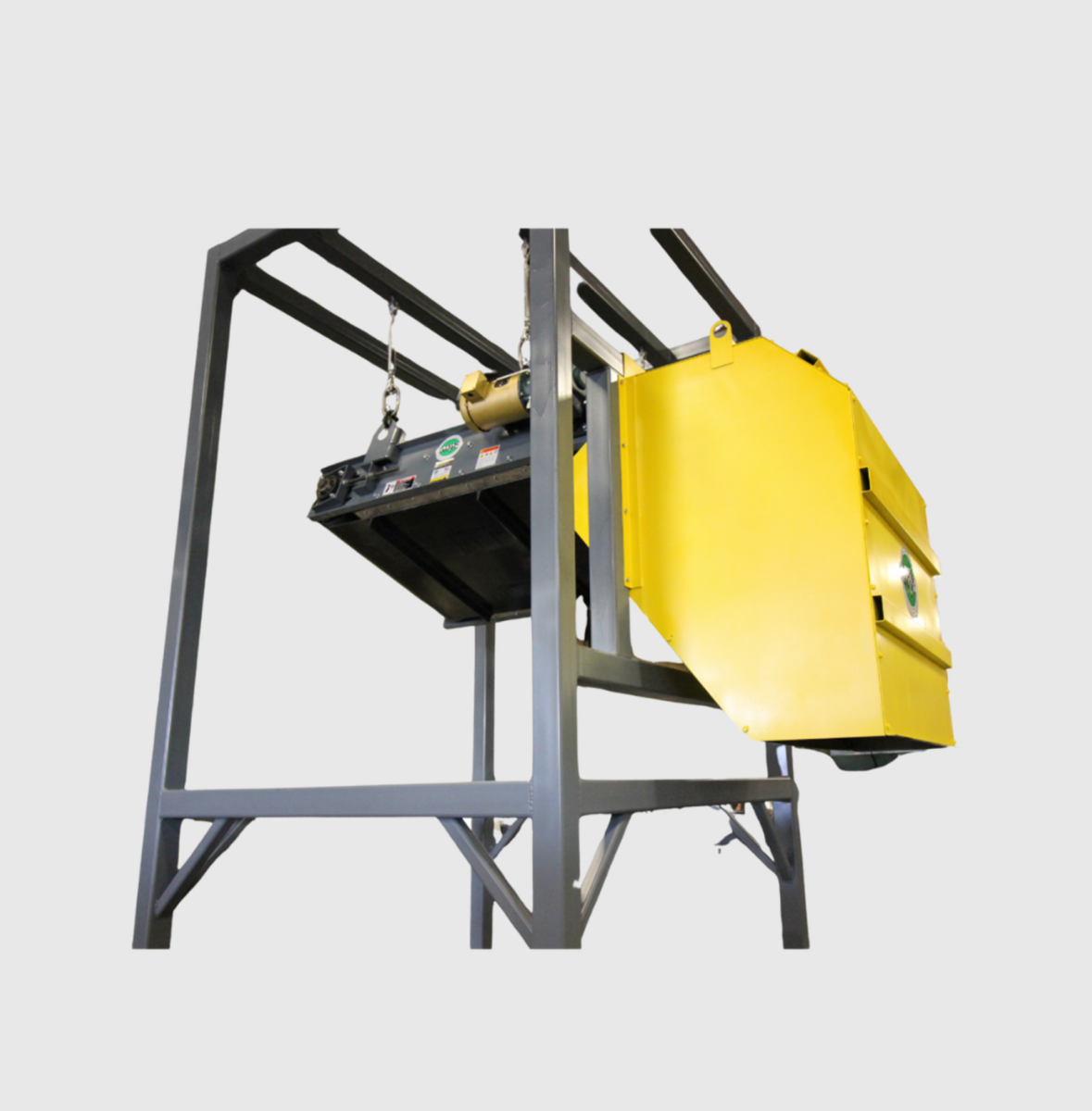 Self-Clean Suspended Receiving Belt Magnet for Recycling Shredded Materials, Electronic Waste, and Other Recyclables