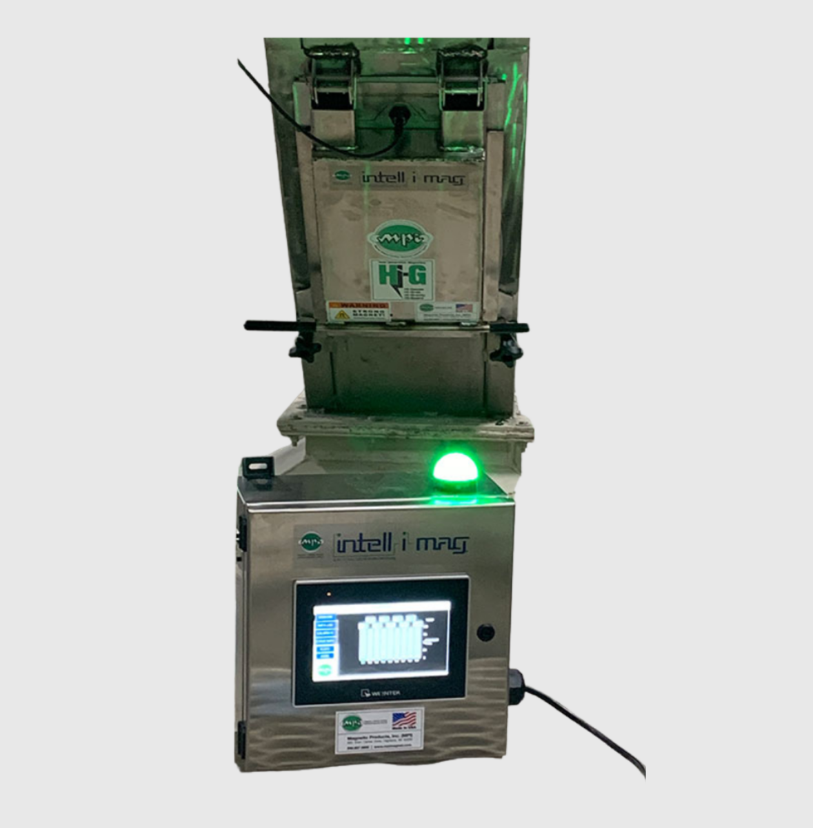 Quick-Clean Inline Plate Magnet with Intell-I-Mag® for Vertical Transfer of Bulk Dry Powder