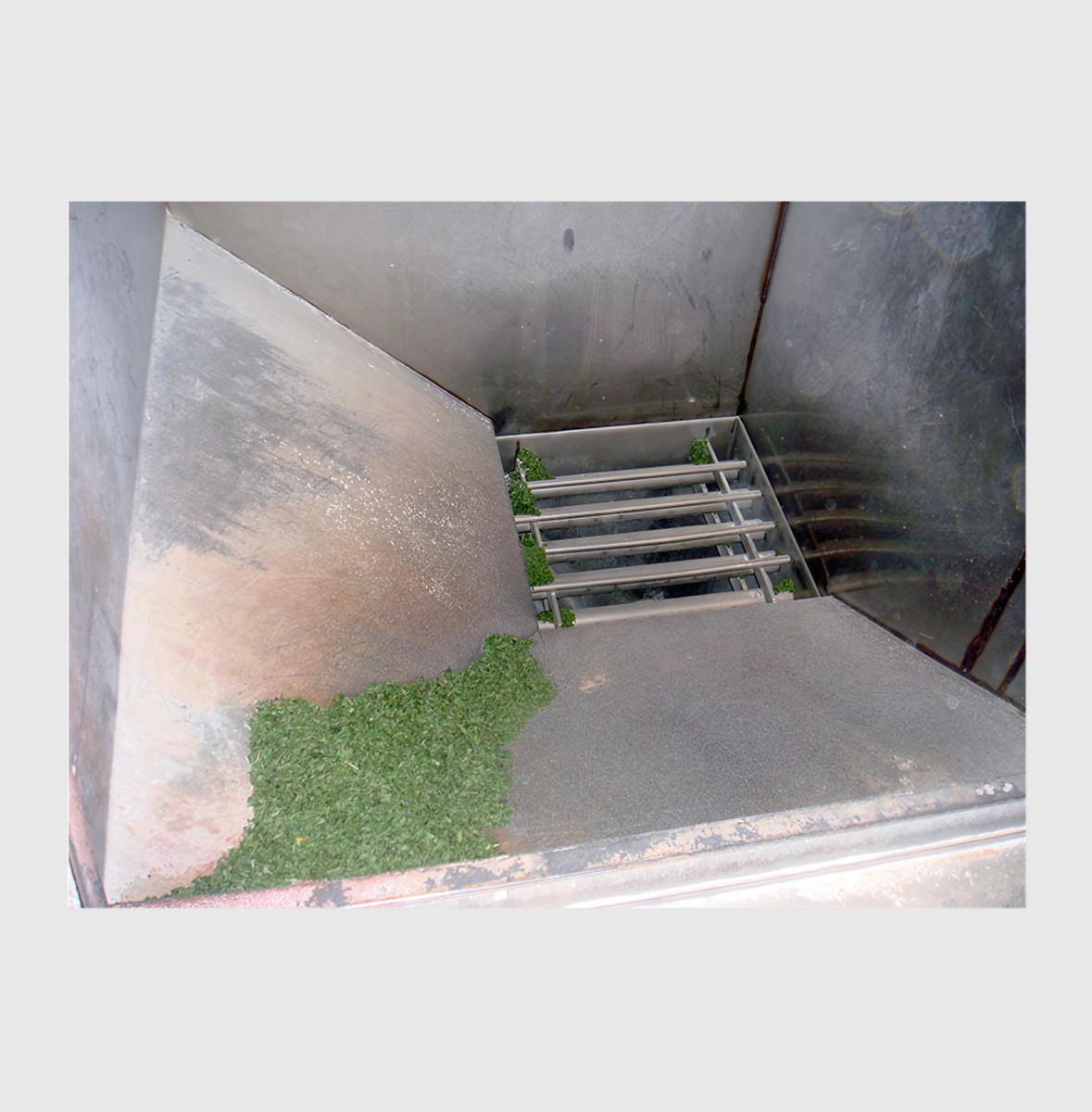 Square Grate Magnet Installed in Alfalfa Processing Chute
