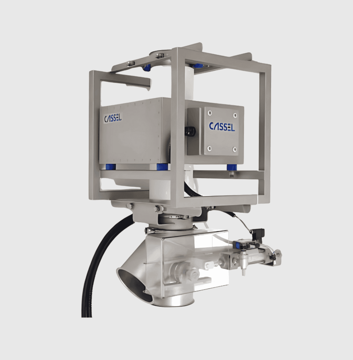 Compact GF mounted for vertical pipe Compact Gravity Feed Metal Detector Mounted for Vertical Pipe Integration