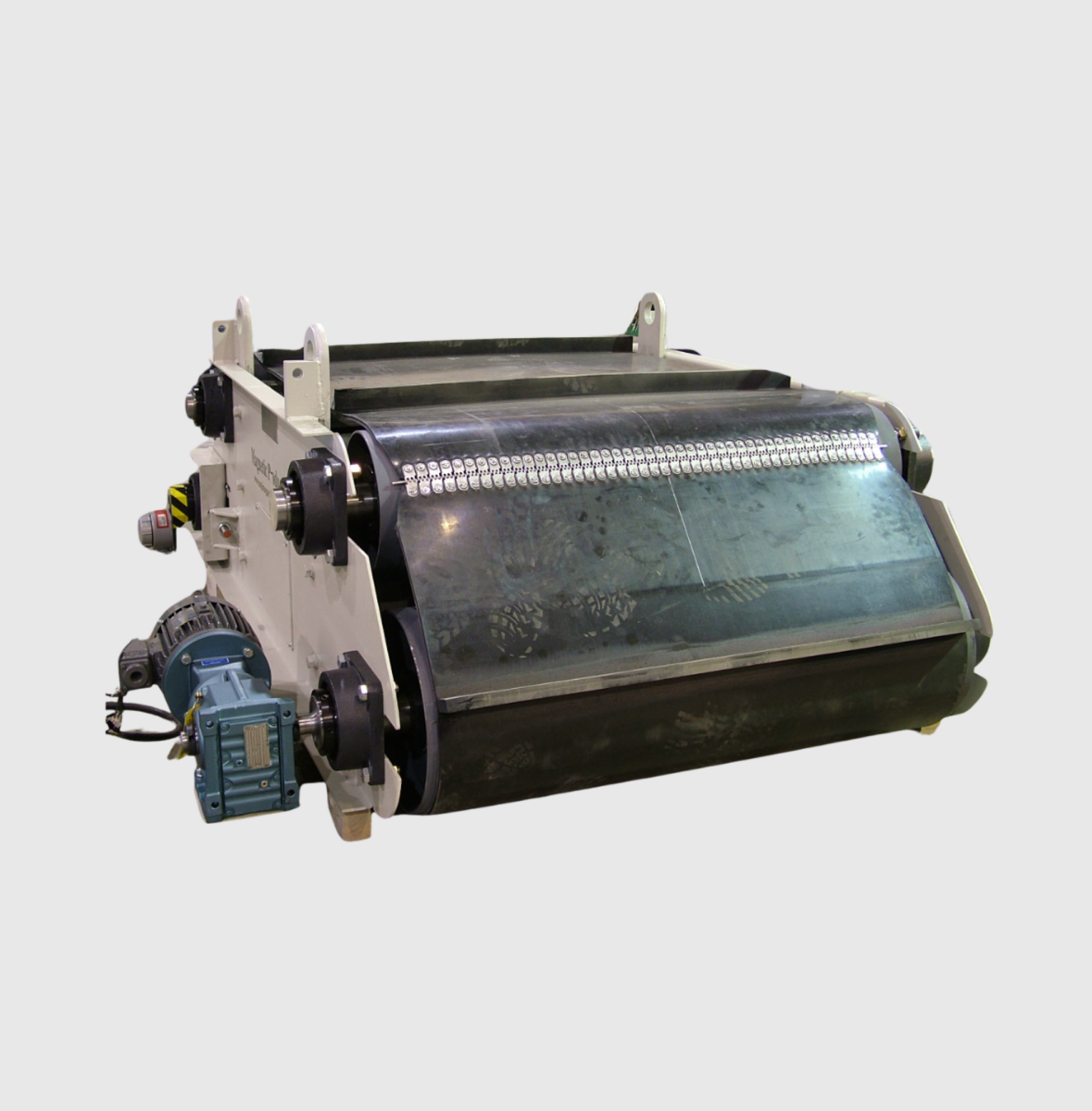 Self-Clean Suspended Electromagnet Specified for Concrete Production to Remove Rebar, Tools, or Scrap Metal from Input Materials