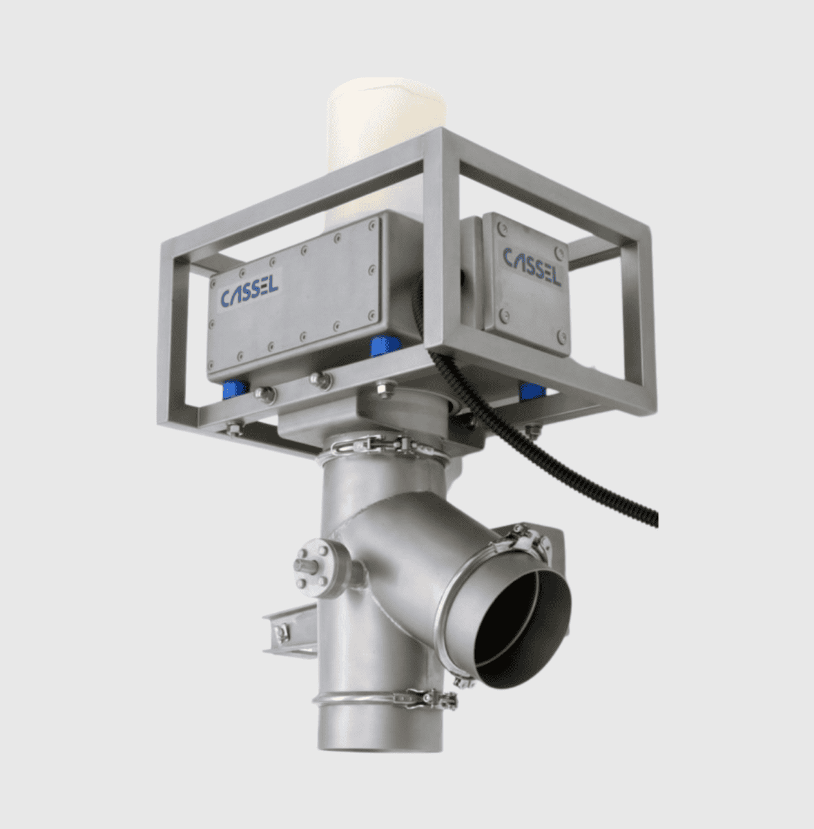 Compact Gravity Feed Metal Detector Installed in Limited Assembly Space Compact Gravity Feed Metal Detector Installed in Limited Assembly Space