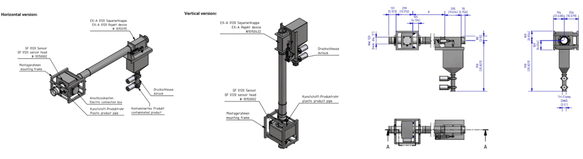 MPI Metal Detector for Pneumatic Lines Specification Drawing