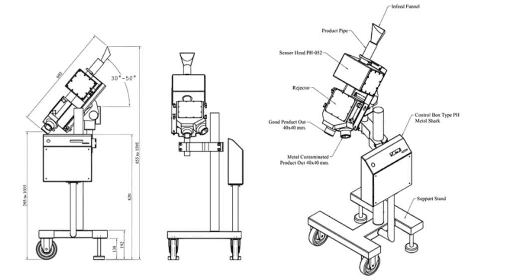 Metal Detector PH (Pharma) Specification Diagram