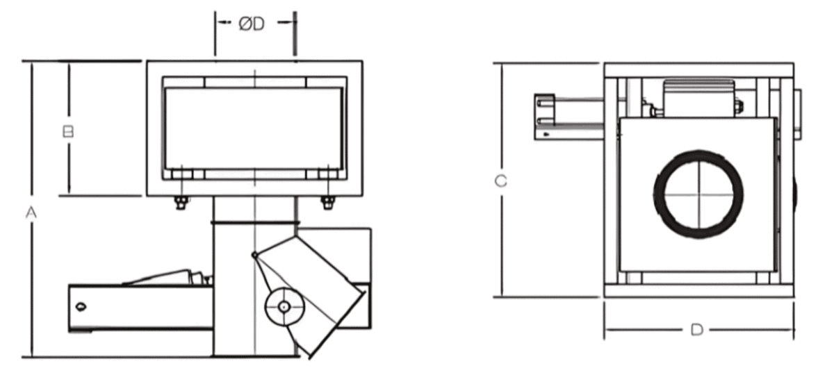 compact GF metal detector spec drawing MPI Compact Gravity Feed Metal Detector Specification Drawing