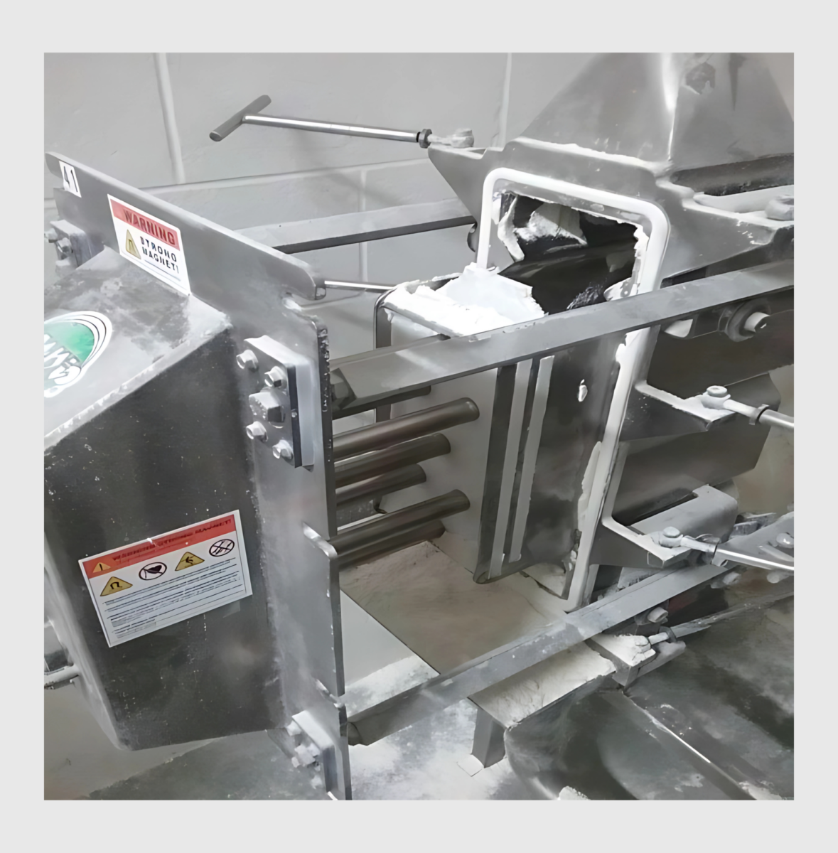 Quick-Clean Inline Pneumatic Drawer Magnet Used in Nutraceuticals Powder Handling