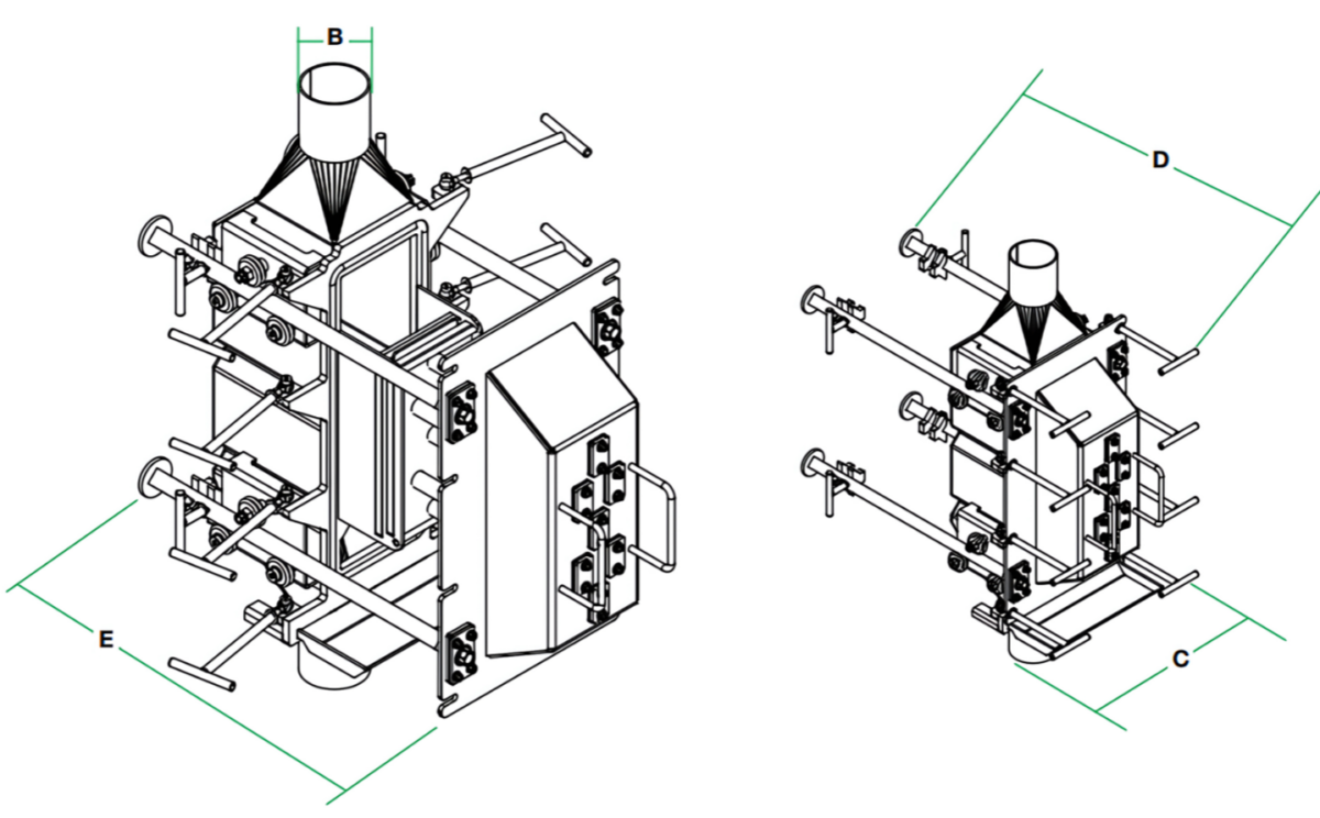 Inline Pneumatic Drawer Magnet Specification Drawing