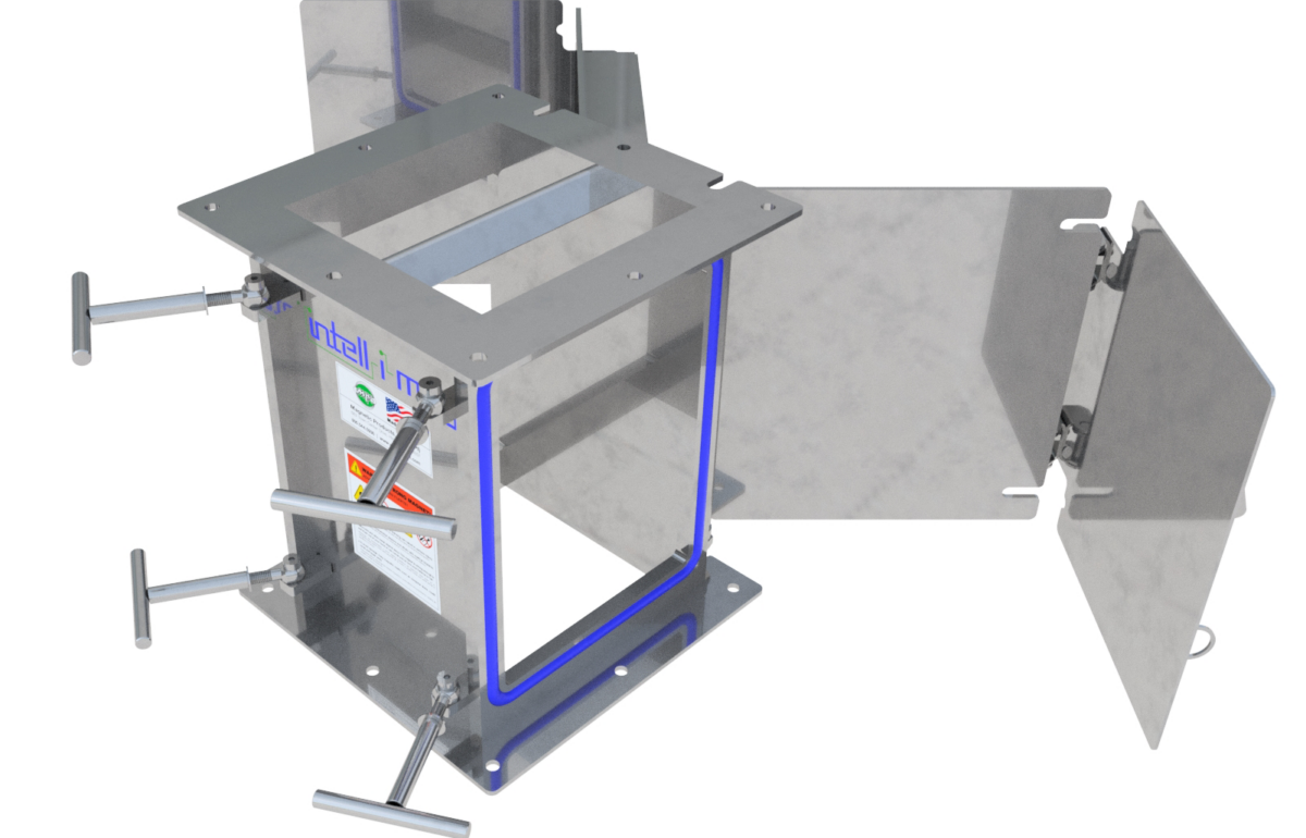 Manual Clean Chute Magnet Rendering Open for Cleaning