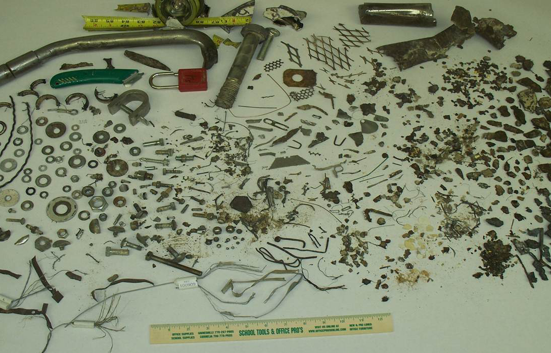 Captured metal from food processor