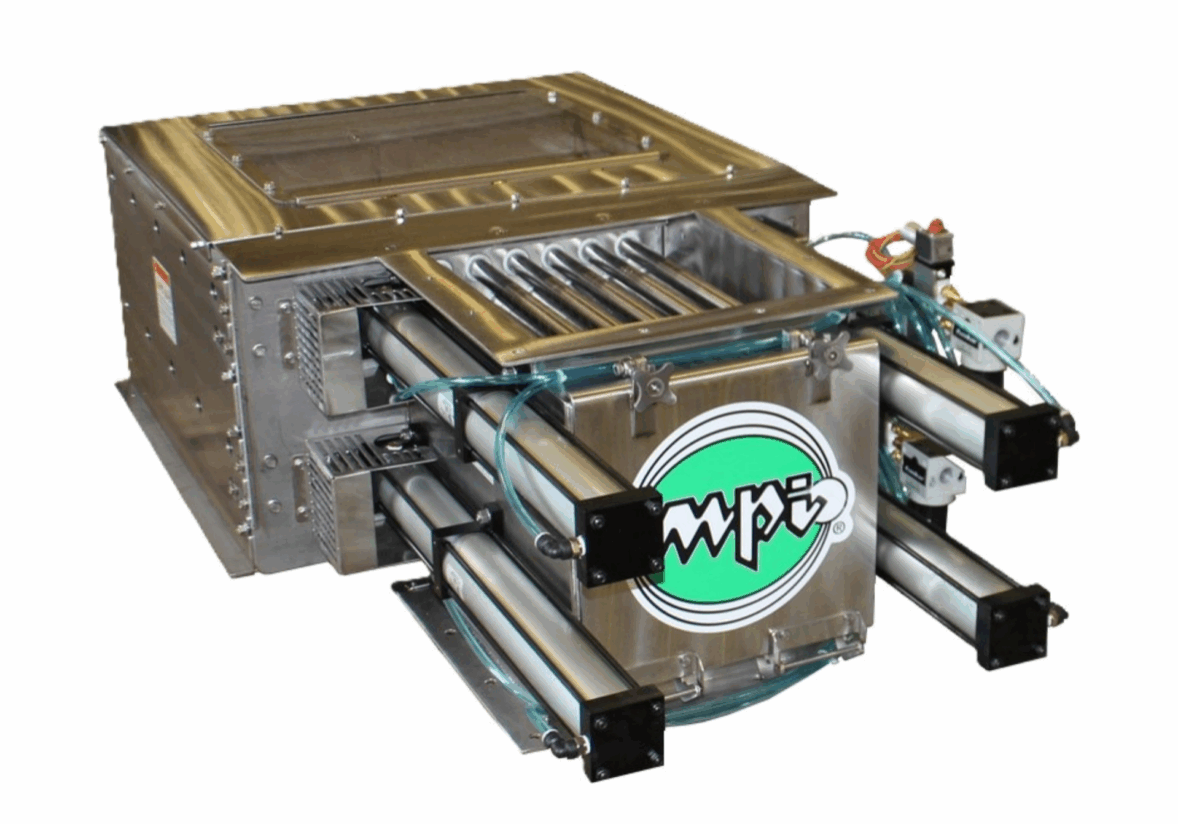 Continuous Flow Drawer Magnet, designed for high metal contamination applications that require 24/7 product processing.